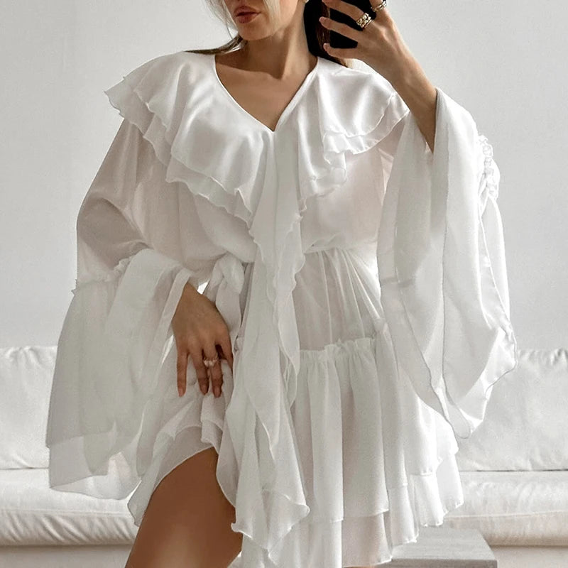 White Lace Mini Dress - Fashivon