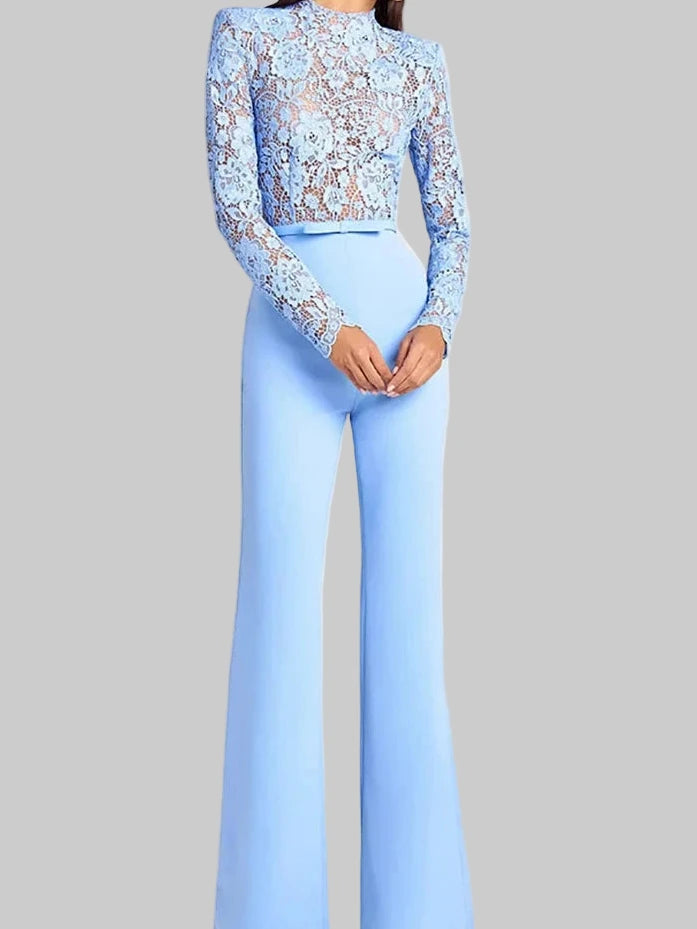 Blue Long Sleeve Jumpsuits