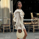 Print Mini Dress with Long Sleeve - Fashivon