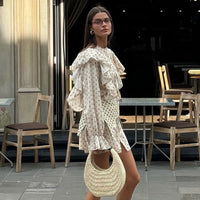 Print Mini Dress with Long Sleeve - Fashivon
