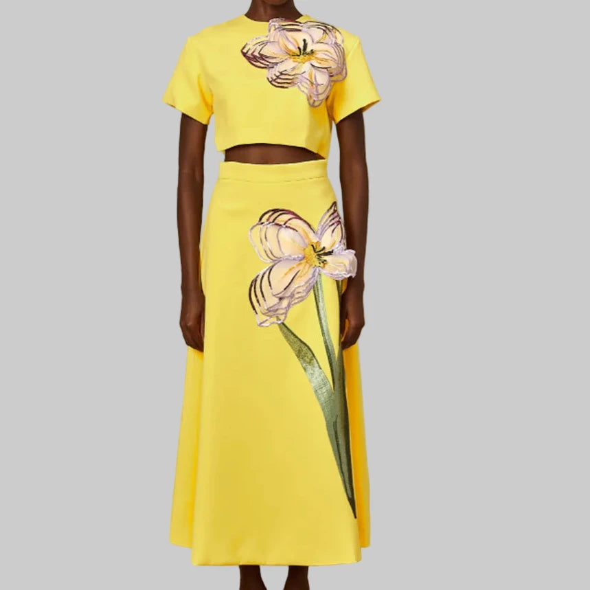 Two Piece Short Sleeves & Skirt Sets - Fashivon