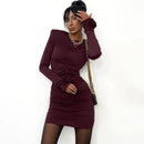 3D Flowers Long Sleeve Mini Dress - Fashivon