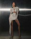 Lace Draped Bodycon Mini Dress Gloves - Fashivon