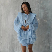 Loose Mini Dress with Long Sleeve - Fashivon