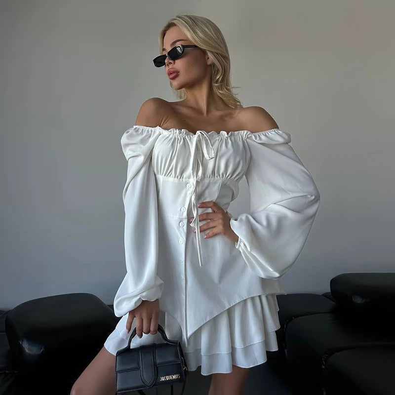 Ruffled Sleeve Mini Dress