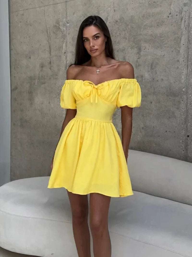 Puff  Sleeves Mini Dress