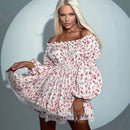 Red Puff Sleeve Dress - Fashivon