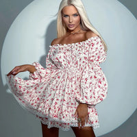 Red Puff Sleeve Dress - Fashivon