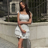 Lace Up Short Dress - Fashivon