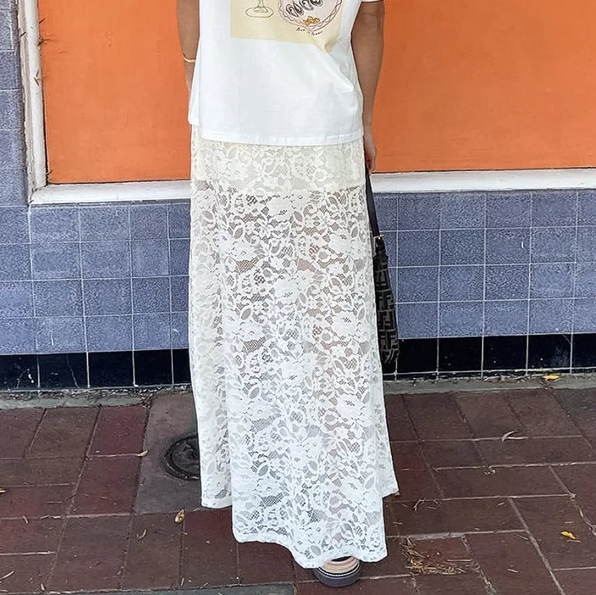 Lace White Skirt - Fashivon