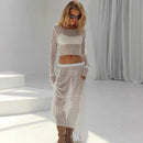 Two-Piece Lace Top & Long Skirt Sets - Fashivon
