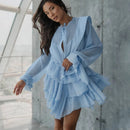 Loose Mini Dress with Long Sleeve - Fashivon