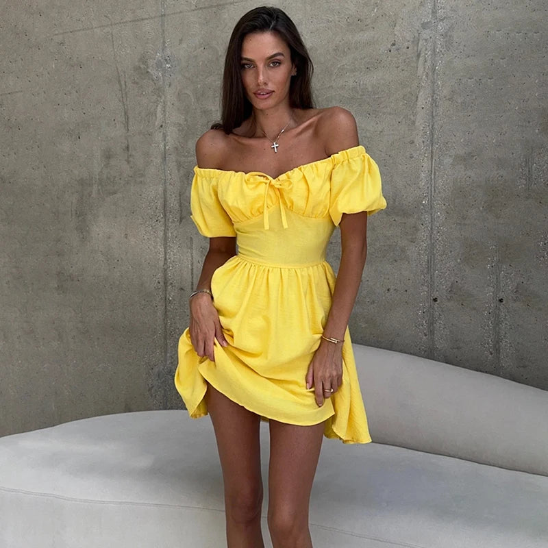 Puff  Sleeves Mini Dress