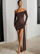 Mini Dress Women Brown Backless - Fashivon