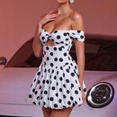 Polka Dot Print Tube Top Backless Casual Holiday Dress - Fashivon