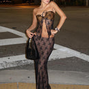 Lace-up Tube Top Mop Dress Three-piece Set For Women - Fashivon