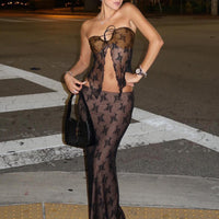 Lace-up Tube Top Mop Dress Three-piece Set For Women - Fashivon