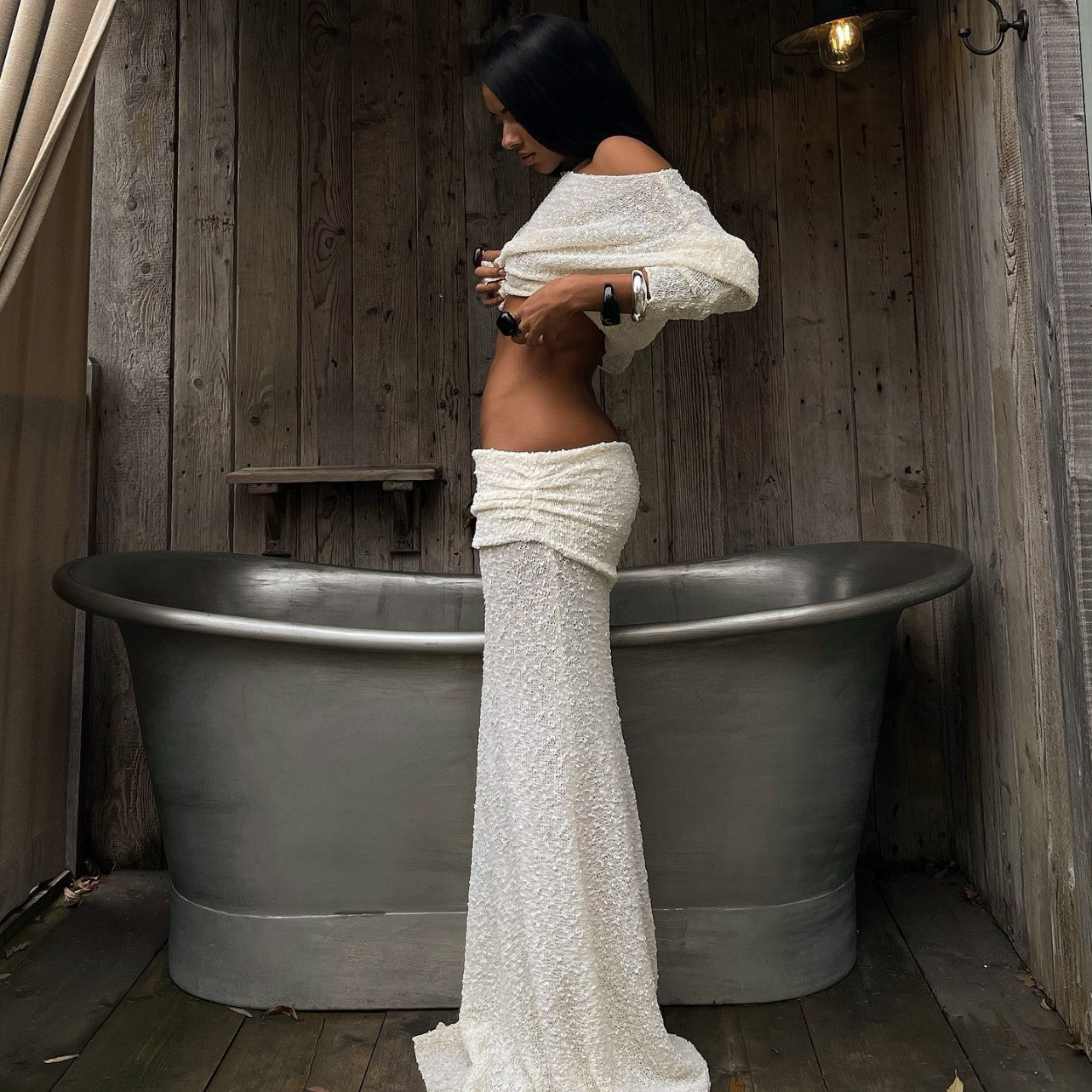 Women's Off-the-shoulder Dress Knitting Suit