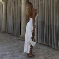 Slim-fit Three-dimensional Flower Halter Split Dress Women - Fashivon