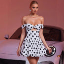 Polka Dot Print Tube Top Backless Casual Holiday Dress - Fashivon