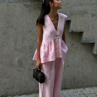 V-neck Sleeveless Top Vest Trousers Suit Women - Fashivon