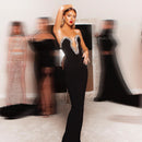 Summer Tube Top V-neck Diamond Black Bandage One-piece Dress - Fashivon